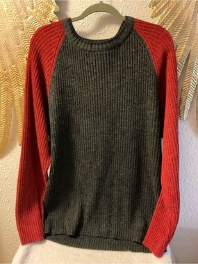 Wool blended sweater Whispering Smith dark gray & Maroon Pull over Crew
